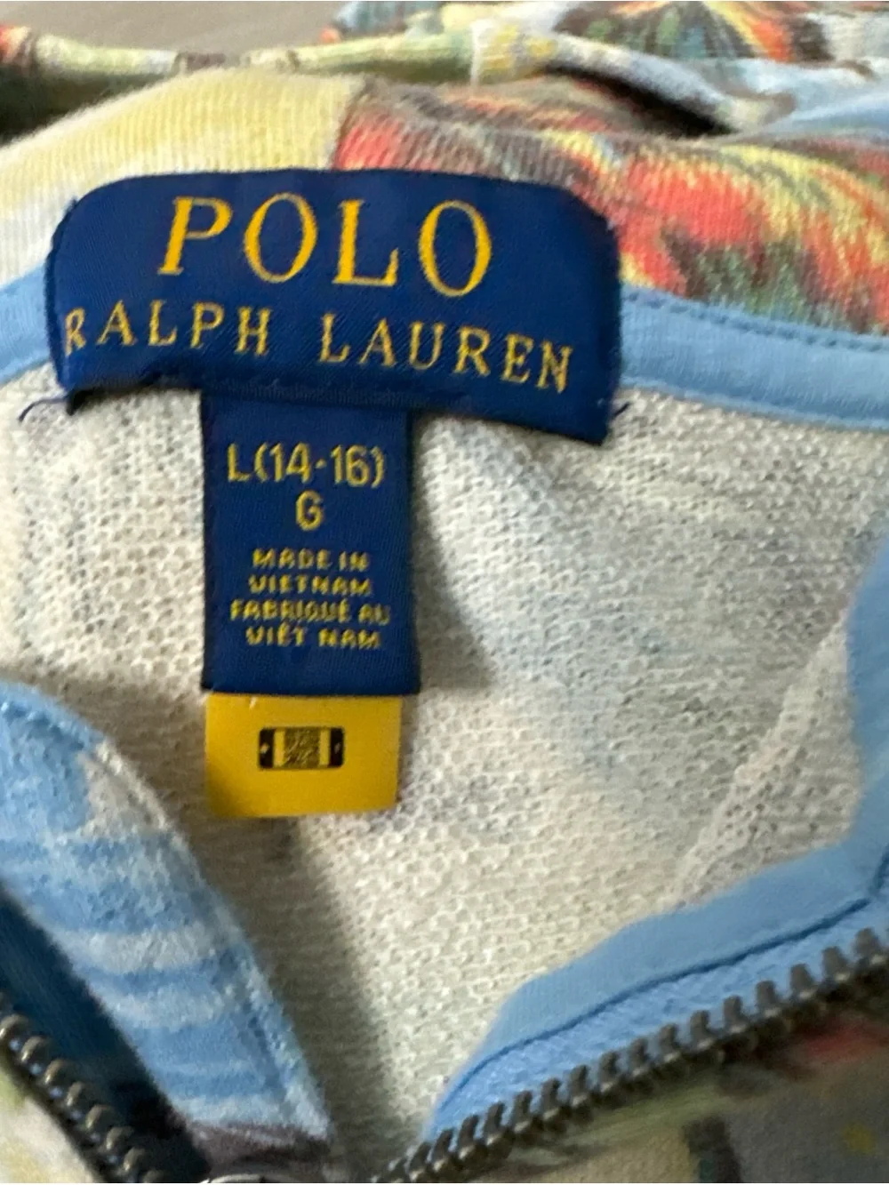 POLO RALPH LAUREN Hawaiian Print Jacket Hoodie Full Zip 100%‎ cotton Pockets